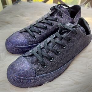5159)Converse All Star Chuck Taylor Purple Low Top Glitter  Shoes Unisex W10/US8